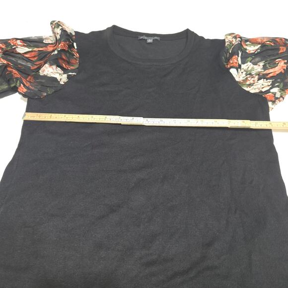 Adrianna Papell Womens Medium Sweater Sheer Floral Sleeves Mixed Media Career - Picture 8 of 11
